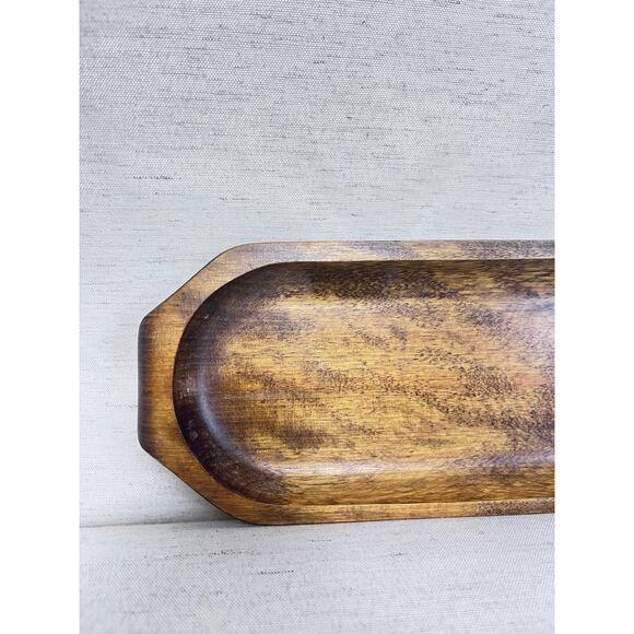 Vintage Wooden Serving Tray | Rustic Wood Catchall | Mid-Century Style - Picture 2 of 7